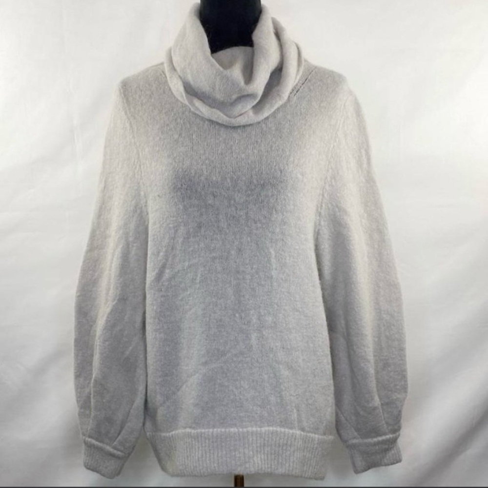 Magaschoni Grey Wool & Mohair Blend Knit Oversized Cowl Neck Sweater